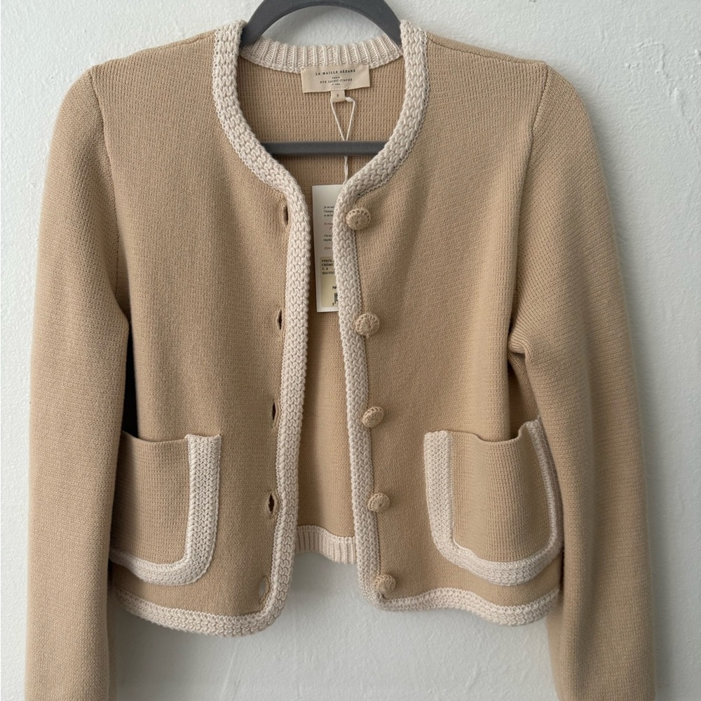 NWT Sezane auguste beige cream cardigan jacket